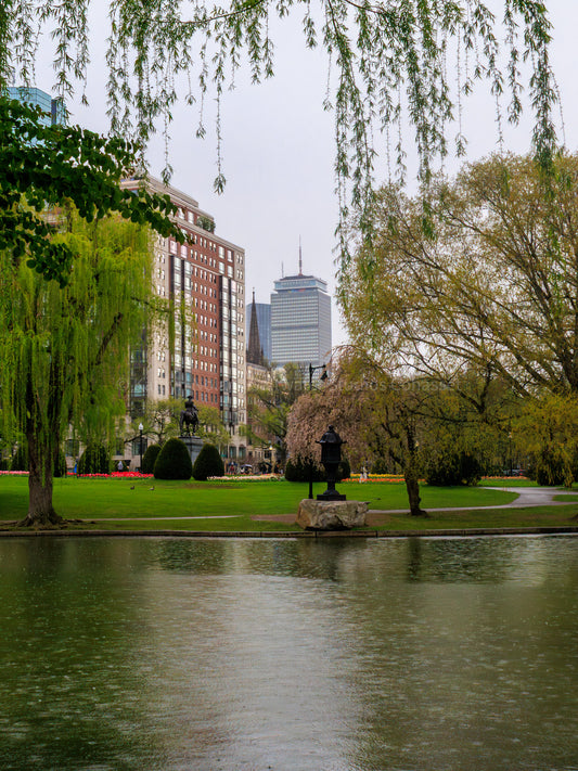 Boston Public Garden Skyline Print - "Rain Garden" — Massachusetts Photography