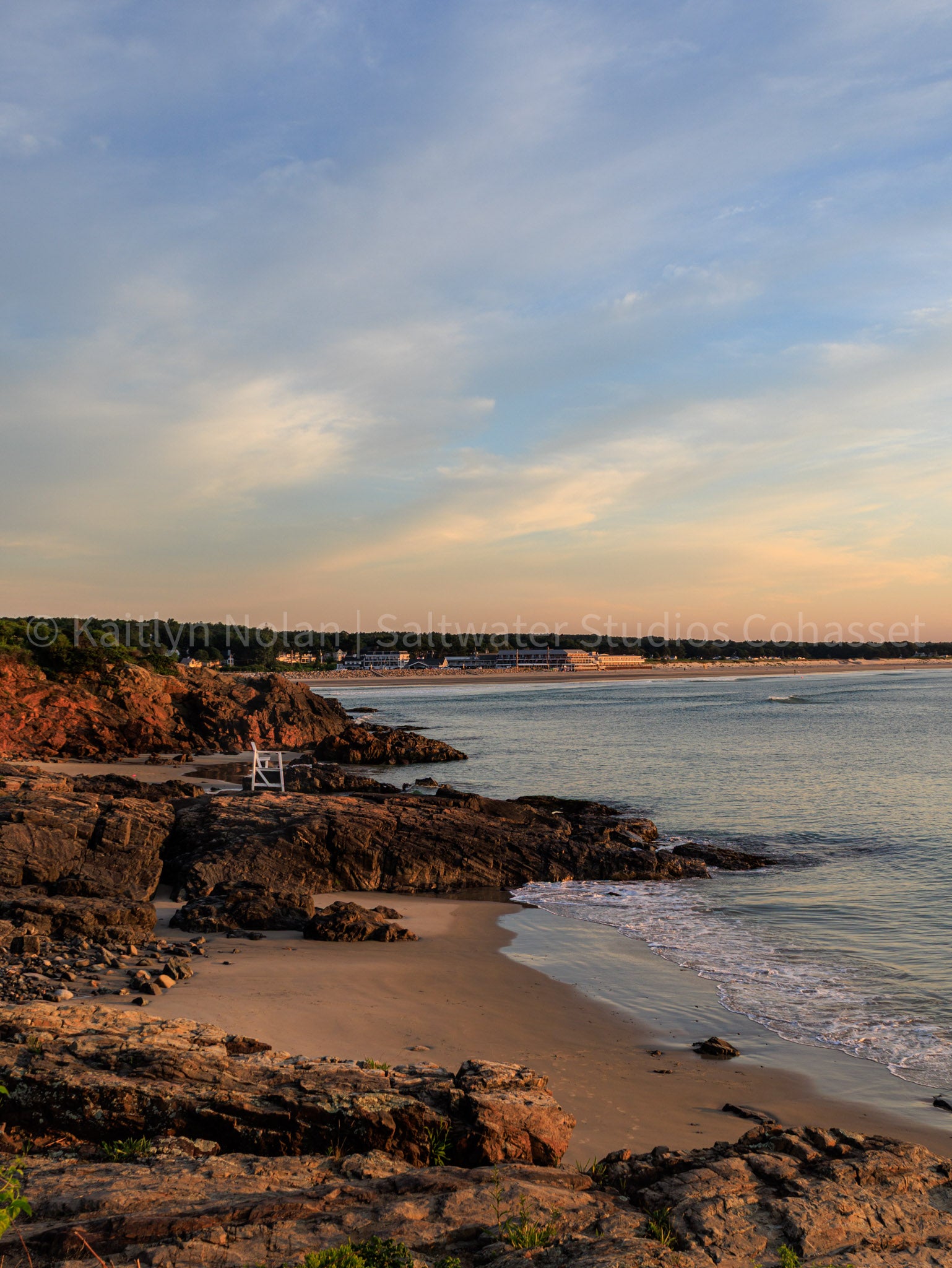 coastal scene from Ogunquit, Maine's Marginal Way at sunrise