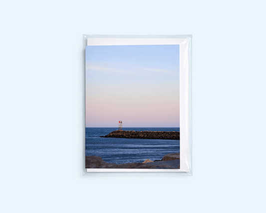 Blank Greeting Card - South Shore Jetty Sunset - Singular Card and Envelope - Coastal Stationery